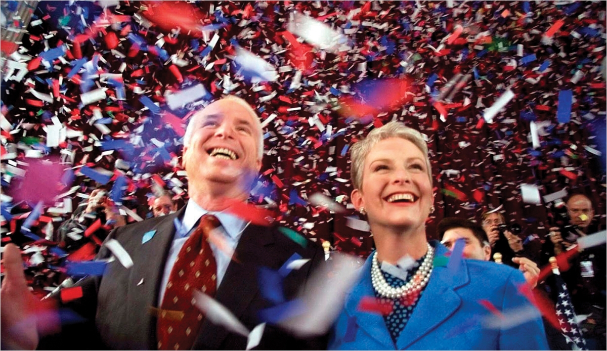 McCains in celebration with confetti 